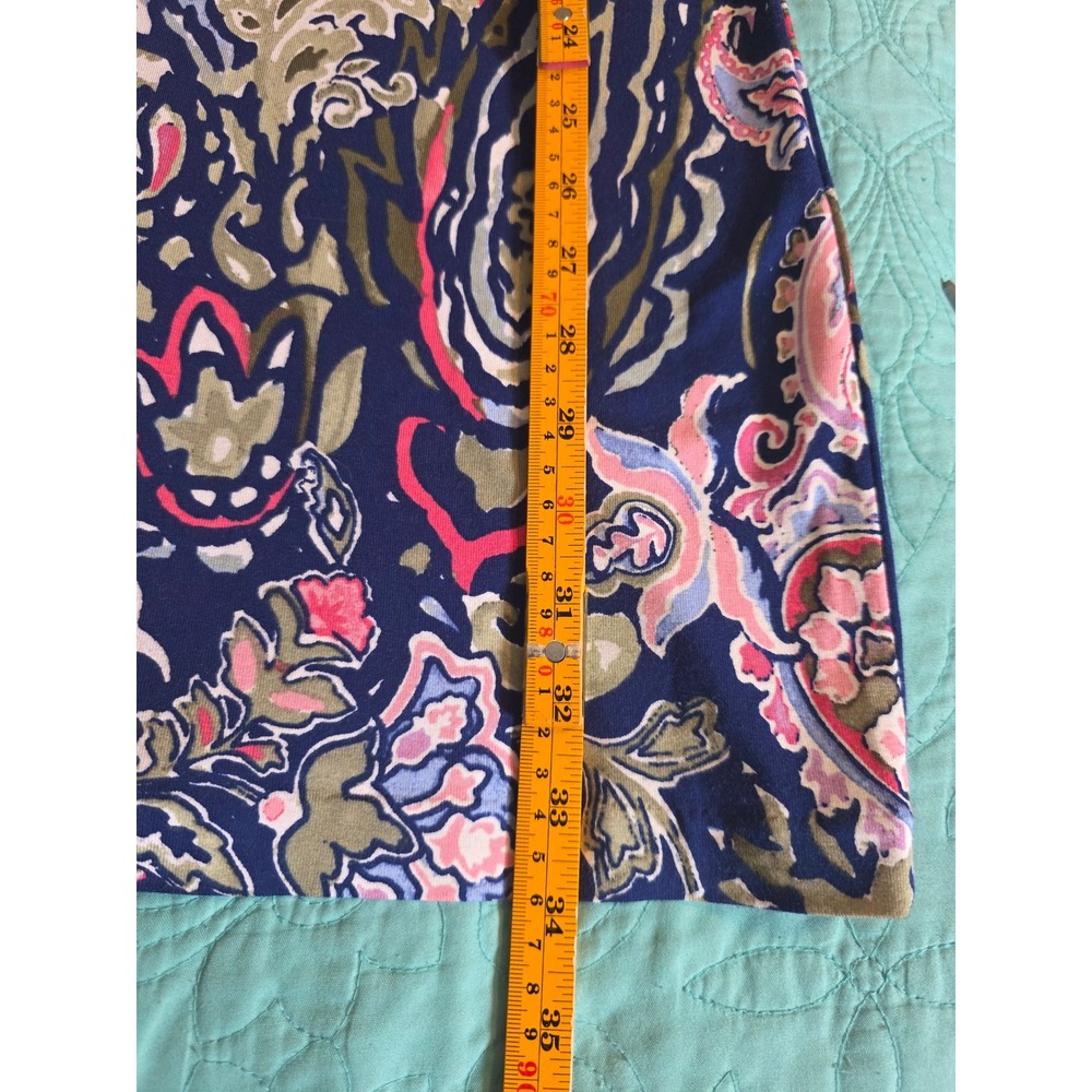 Tommy Bahama Paisley Promenade Tambour Dress Navy Blue Small TW616930 Pockets - Picture 9 of 9